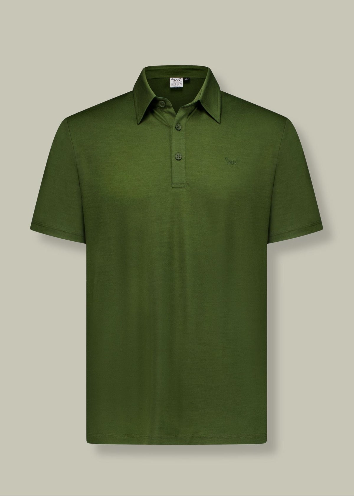 Men's Polo - 100% Merino Wool, Khaki Green